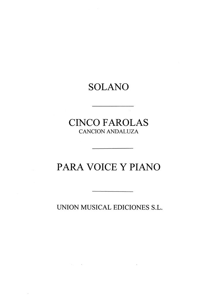 Solano: Cinco Farolas for Voice and Piano